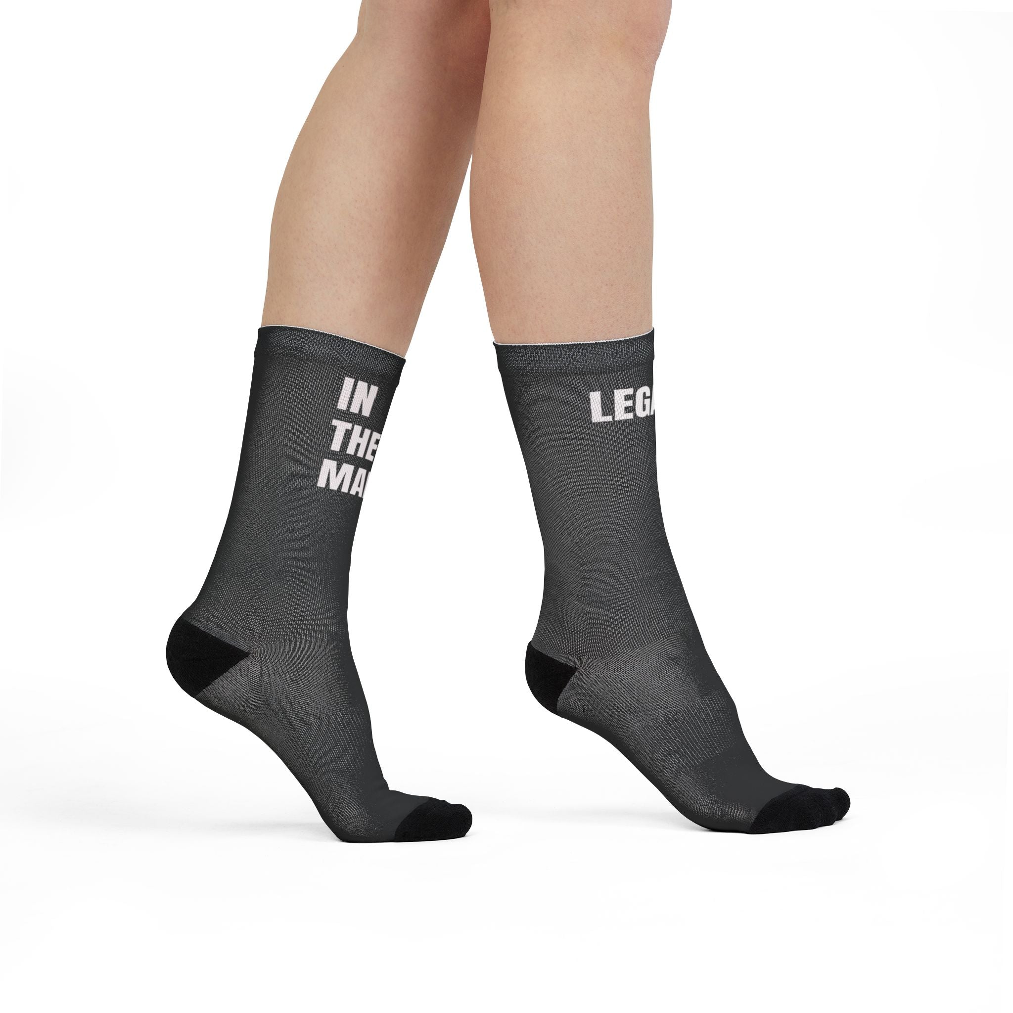 Legacy In The Making Crew Socks — Motivational Black Sublimation Socks