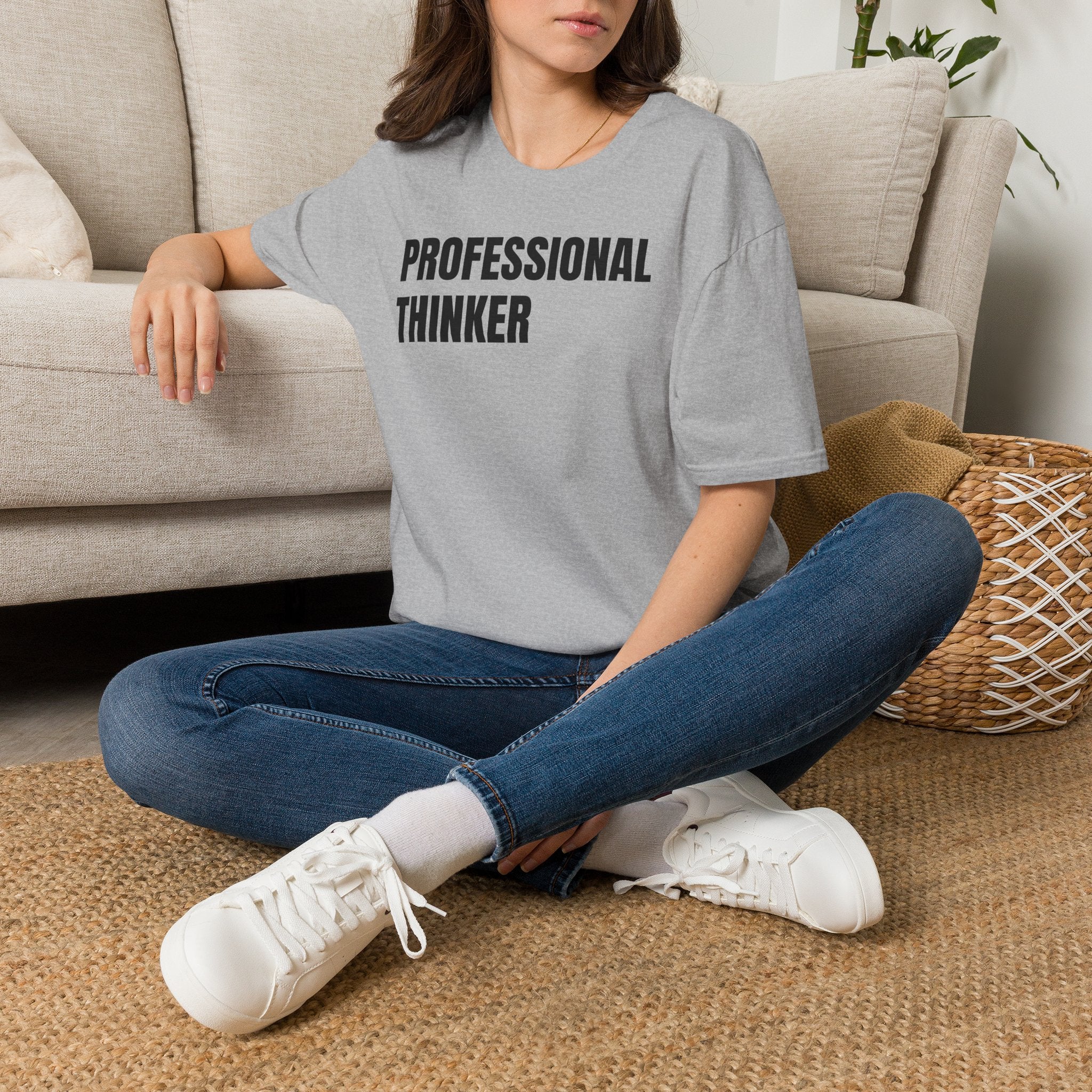 Professional Thinker T-Shirt — Minimal Text Graphic Tee