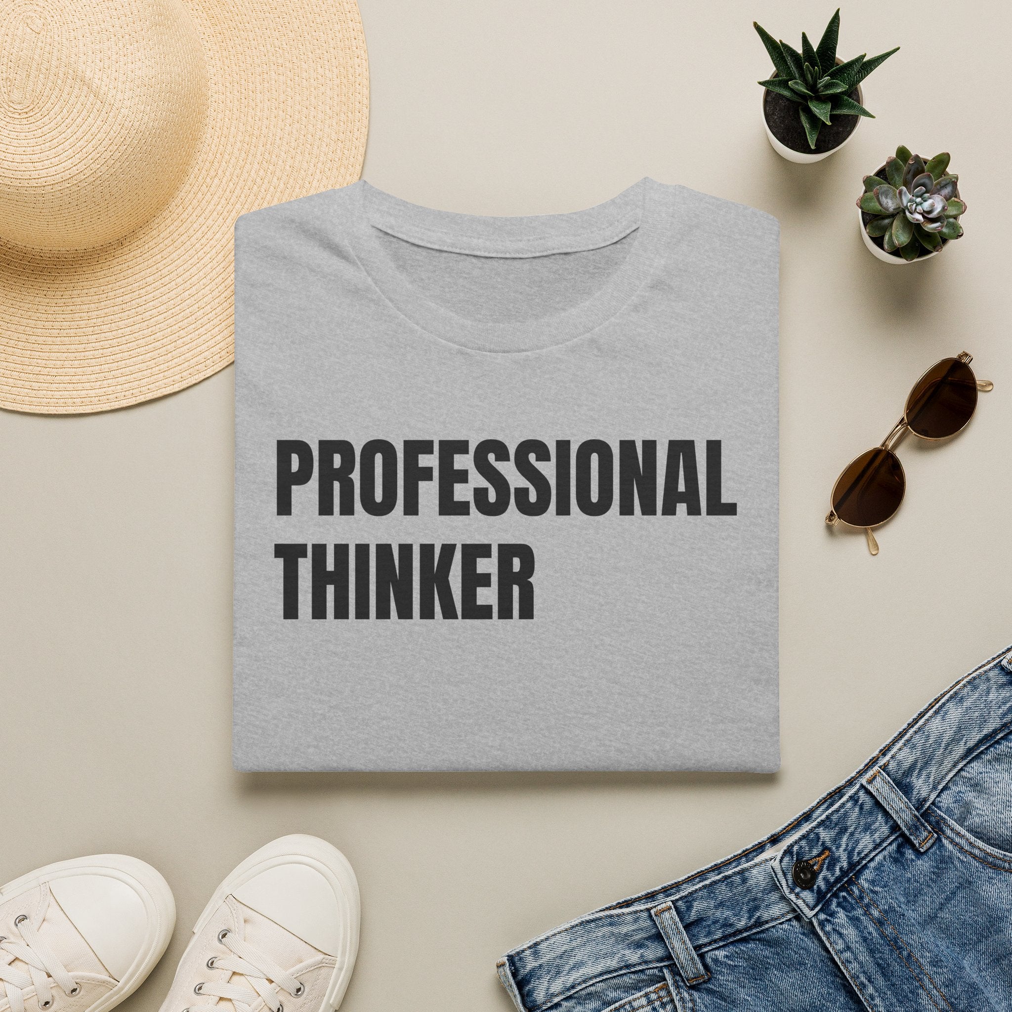 Professional Thinker T-Shirt — Minimal Text Graphic Tee